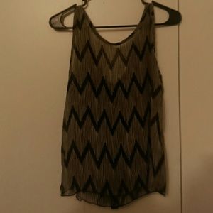 See through v cut back tank top